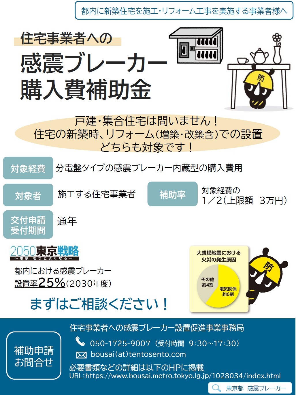感震ブレーカー購入費補助金（東京都総務局）